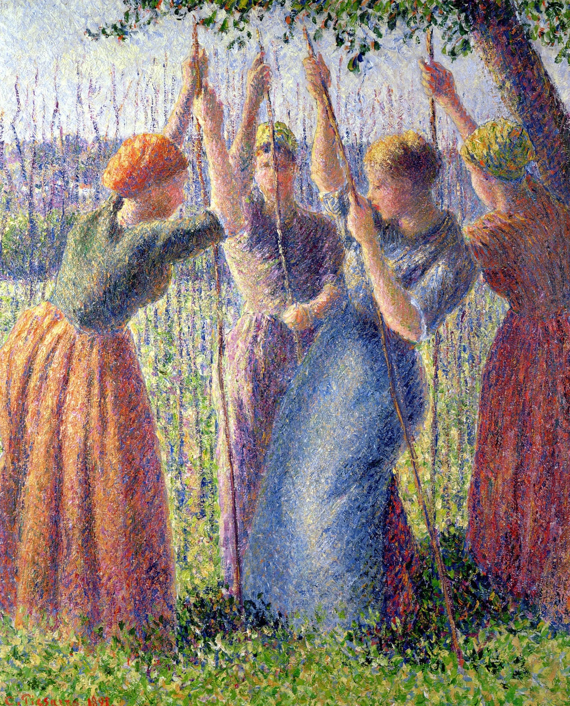 {{ product_title }} Fine Art Print | {{ product_vendor }} Jakero77 Camille Pissarro - Peasant Women Planting Stakes (1891) Signed - 17"x22" Art Print Art Print  Jakero77