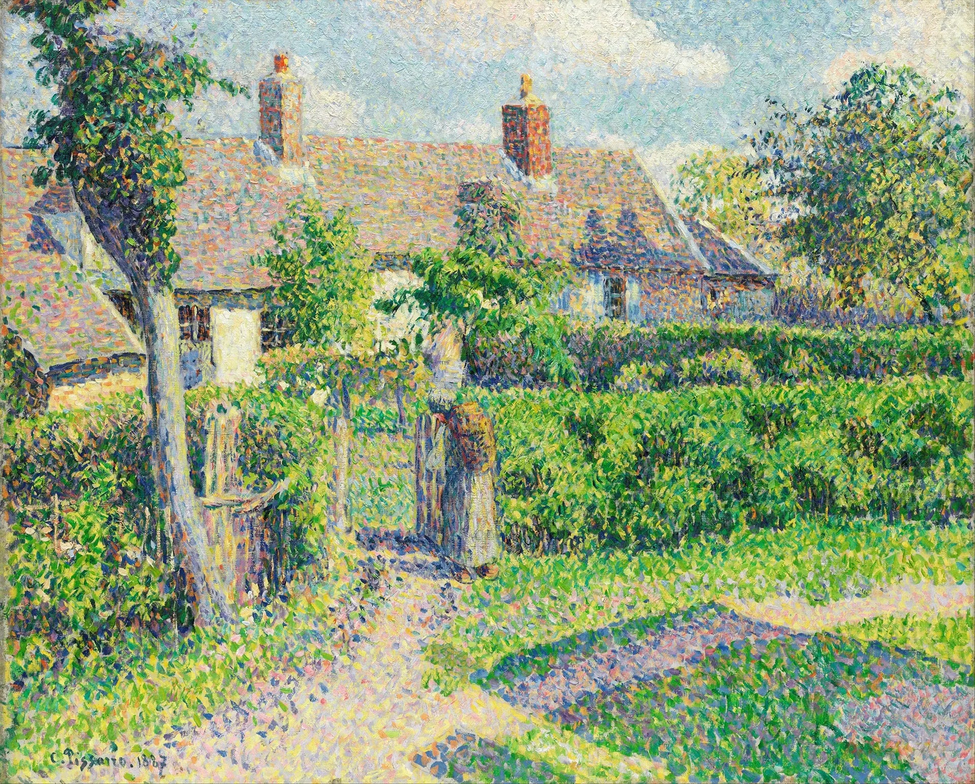 {{ product_title }} Fine Art Print | {{ product_vendor }} Jakero77 Camille Pissarro - Peasants' houses, Eragny (1887) Signed - 17"x22" Fine Art Print Art Print  Jakero77