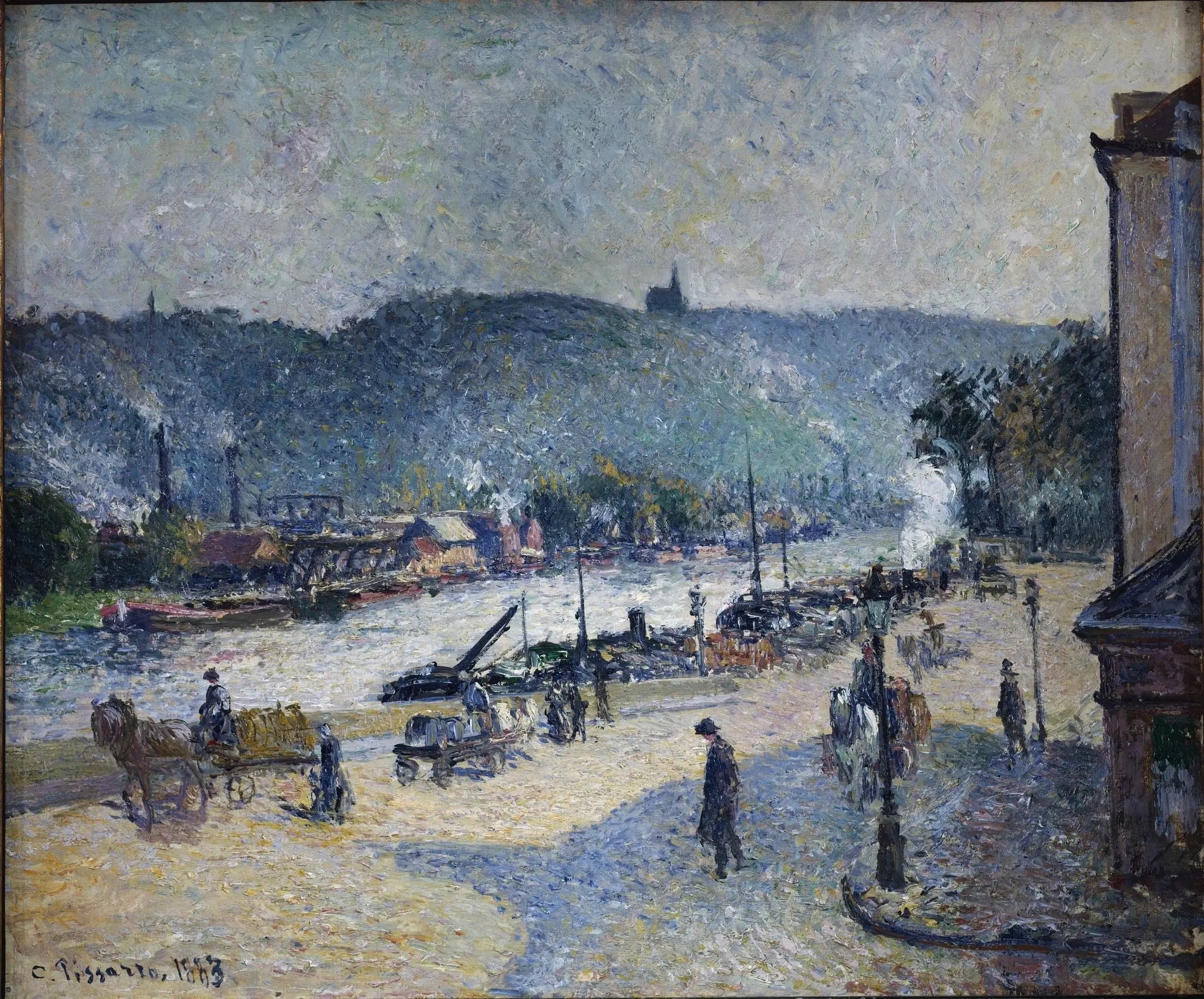 {{ product_title }} Fine Art Print | {{ product_vendor }} Jakero77 Camille Pissarro - Place Lafayette, Rouen (1883) Signed - 17" x 22" Fine Art Print Art Print  Jakero77
