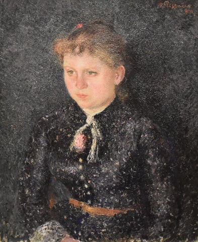 {{ product_title }} Fine Art Print | {{ product_vendor }} Jakero77 Camille Pissarro - Portrait of Eugénie Estruc (Nini) [1884] Signed - 17"x22" Print Art Print  Jakero77