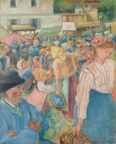 {{ product_title }} Fine Art Print | {{ product_vendor }} Jakero77 Camille Pissarro - Poultry Market Pontoise (1892) Signed - 17" x 22" Fine Art Print Art Print  Jakero77