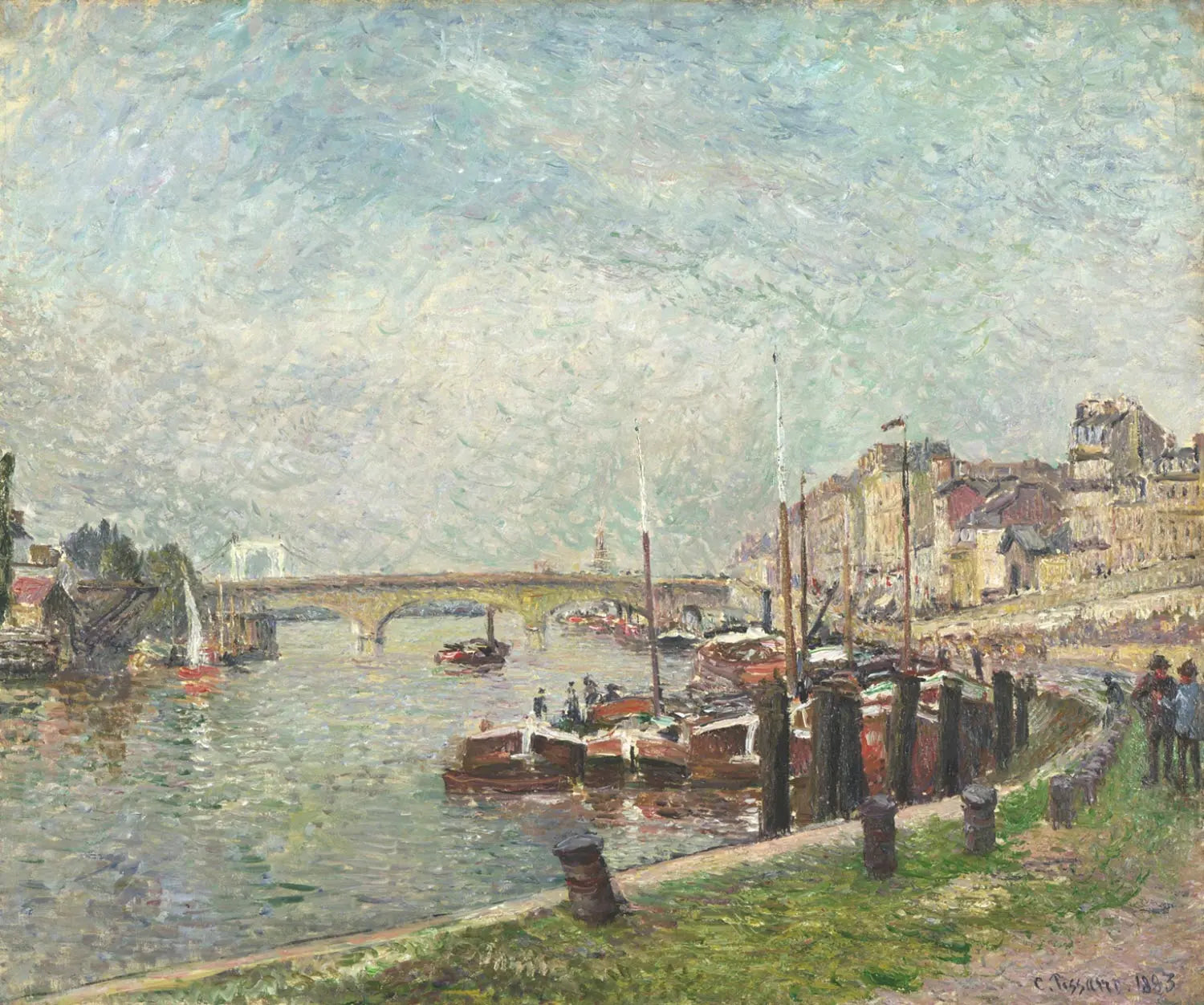 {{ product_title }} Fine Art Print | {{ product_vendor }} Jakero77 Camille Pissarro - Quai Napoléon, Rouen (1883) Signed - 17" x 22" Fine Art Print Art Print  Jakero77