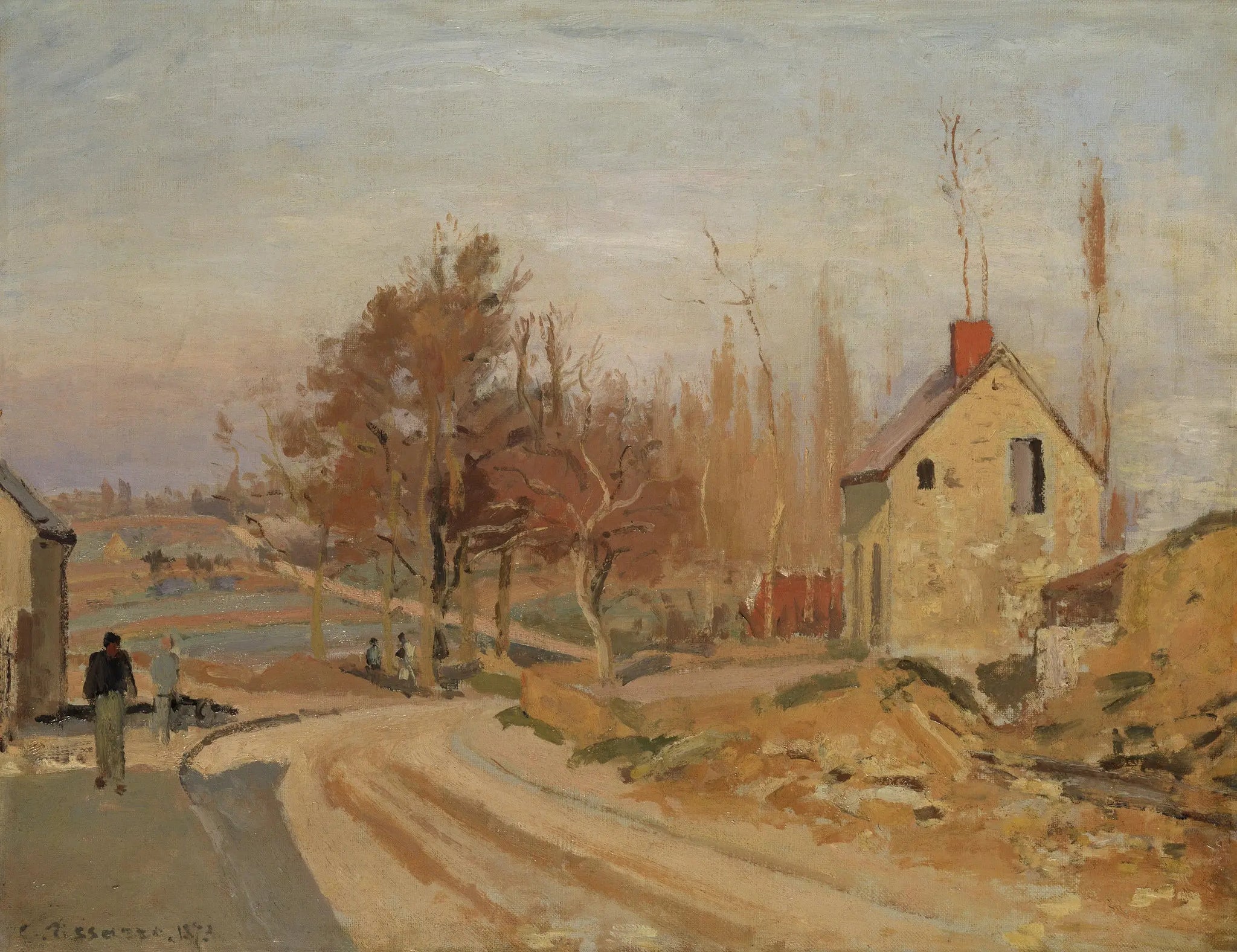 {{ product_title }} Fine Art Print | {{ product_vendor }} Jakero77 Camille Pissarro - Road to Osny at Pontoise, Hoar Frost (1873) Signed - 17" x 22" Fine Art Print Art Print  Jakero77
