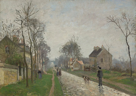 {{ product_title }} Fine Art Print | {{ product_vendor }} Jakero77 Camille Pissarro - Route de Versailles, Rain (1870) Signed - 17"x22" Fine Art Print Art Print  Jakero77