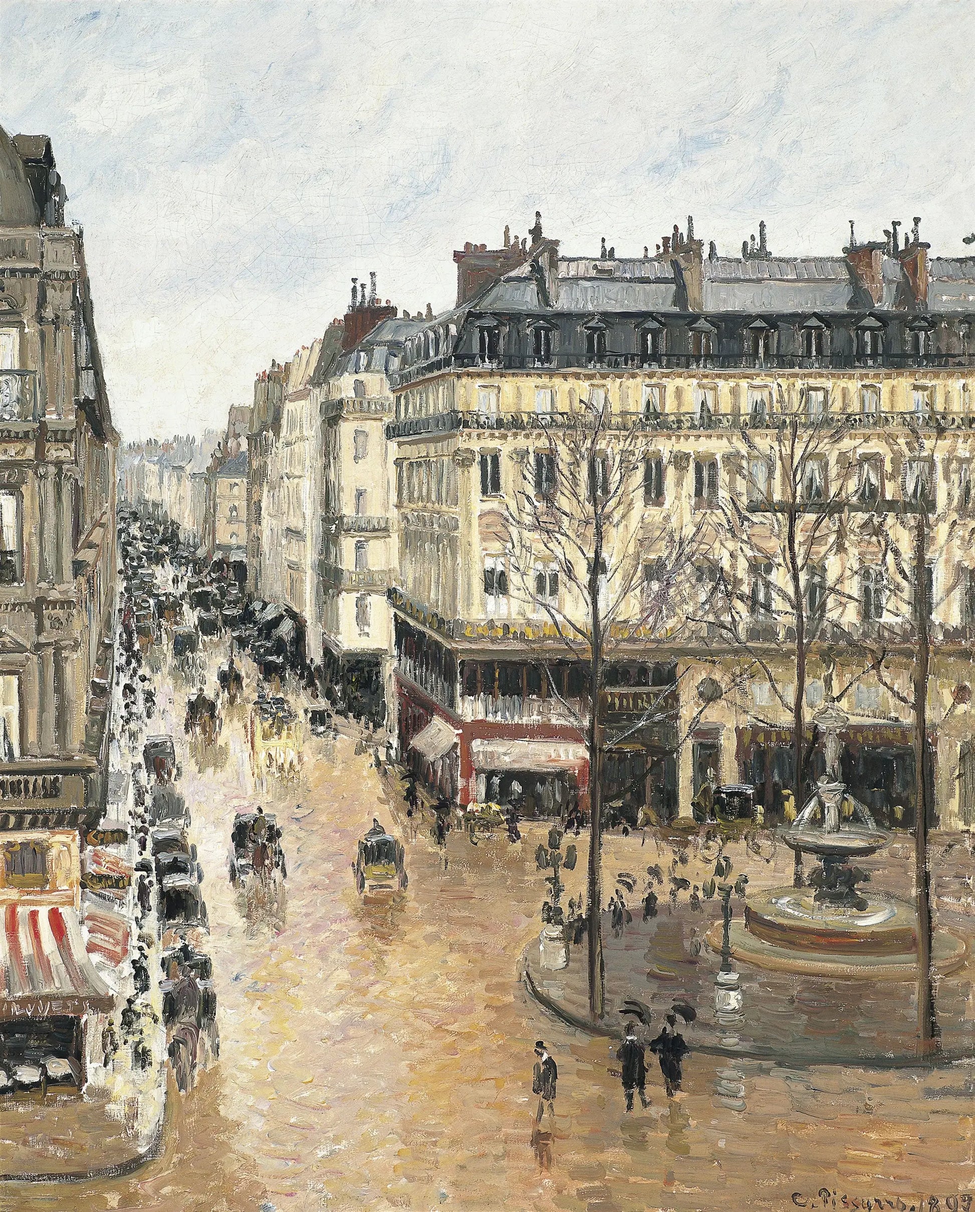 {{ product_title }} Fine Art Print | {{ product_vendor }} Jakero77 Camille Pissarro - Rue Saint-Honoré Afternoon Rain (1897) Signed - 17" x 22" Print Art Print  Jakero77