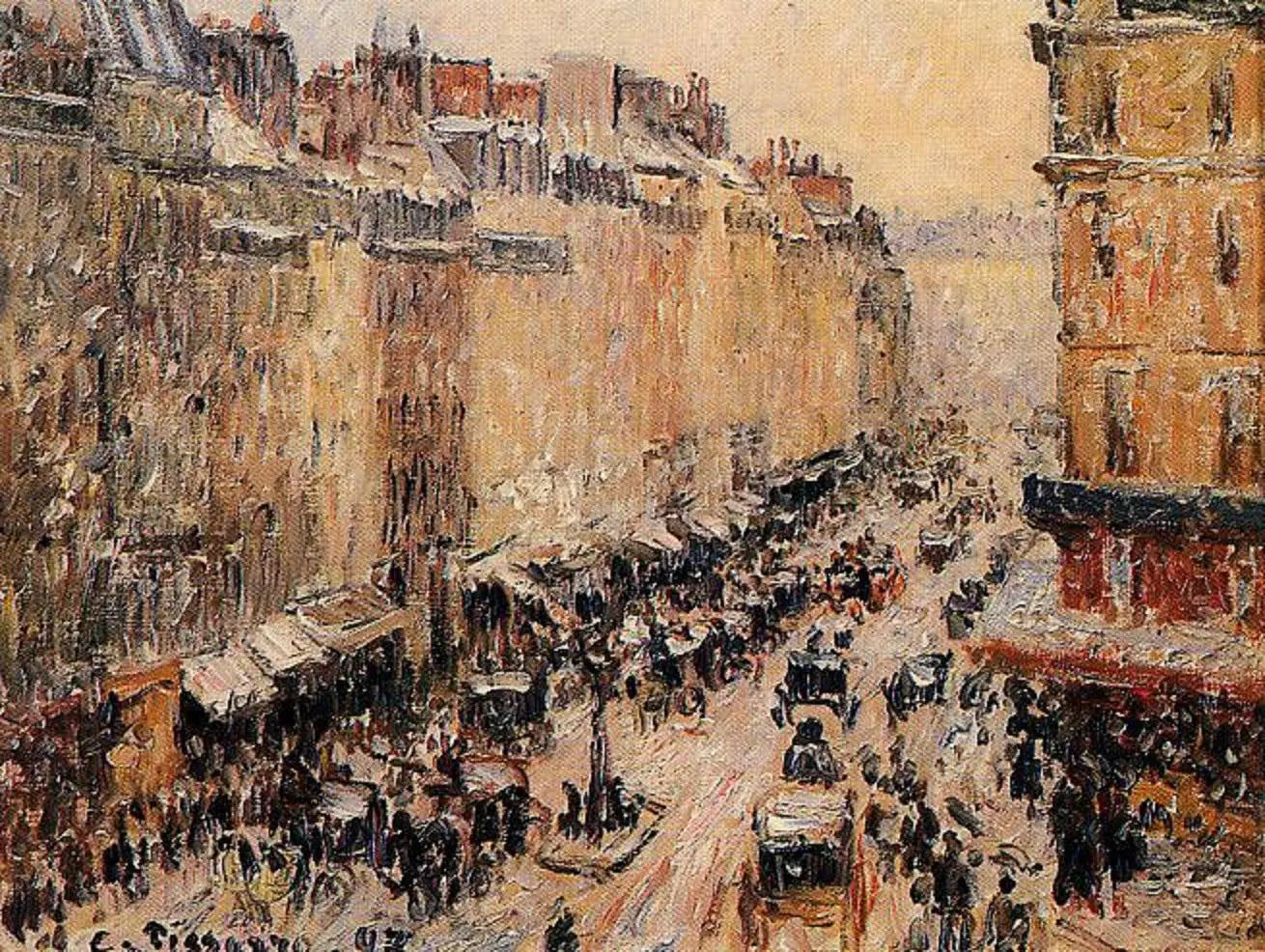 {{ product_title }} Fine Art Print | {{ product_vendor }} Jakero77 Camille Pissarro - Rue Saint-Lazare Under Snow (1897) Signed - 17" x 22" Art Print Art Print  Jakero77