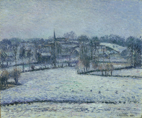 {{ product_title }} Fine Art Print | {{ product_vendor }} Jakero77 Camille Pissarro - Snow Scene Éragny (View of Bazincourt) 1884 Signed - 17" x 22" Fine Art Print Art Print  Jakero77