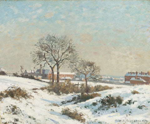 {{ product_title }} Fine Art Print | {{ product_vendor }} Jakero77 Camille Pissarro - Snowy Landscape at South Norwood (1871) Signed - 17" x 22" Print Art Print  Jakero77