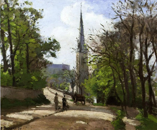 {{ product_title }} Fine Art Print | {{ product_vendor }} Jakero77 Camille Pissarro - St Stephen's Church, Dulwich (1870) Signed - 17" x 22" Print Art Print  Jakero77