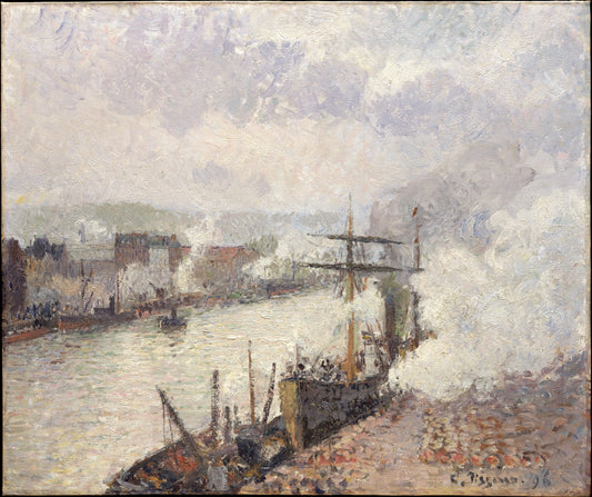{{ product_title }} Fine Art Print | {{ product_vendor }} Jakero77 Camille Pissarro - Steamboats in the Port of Rouen (1896) Signed - 17" x 22" Print Art Print  Jakero77