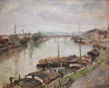 {{ product_title }} Fine Art Print | {{ product_vendor }} Jakero77 Camille Pissarro - Stone Bridge and Barges at Rouen (1883) Signed - 17" x 22" Print Art Print  Jakero77