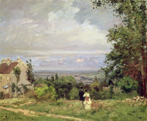 {{ product_title }} Fine Art Print | {{ product_vendor }} Jakero77 Camille Pissarro - Strollers on the Route de Versailles, Louveciennes (1870) Signed - 17"x22" Fine Art Print Art Print  Jakero77