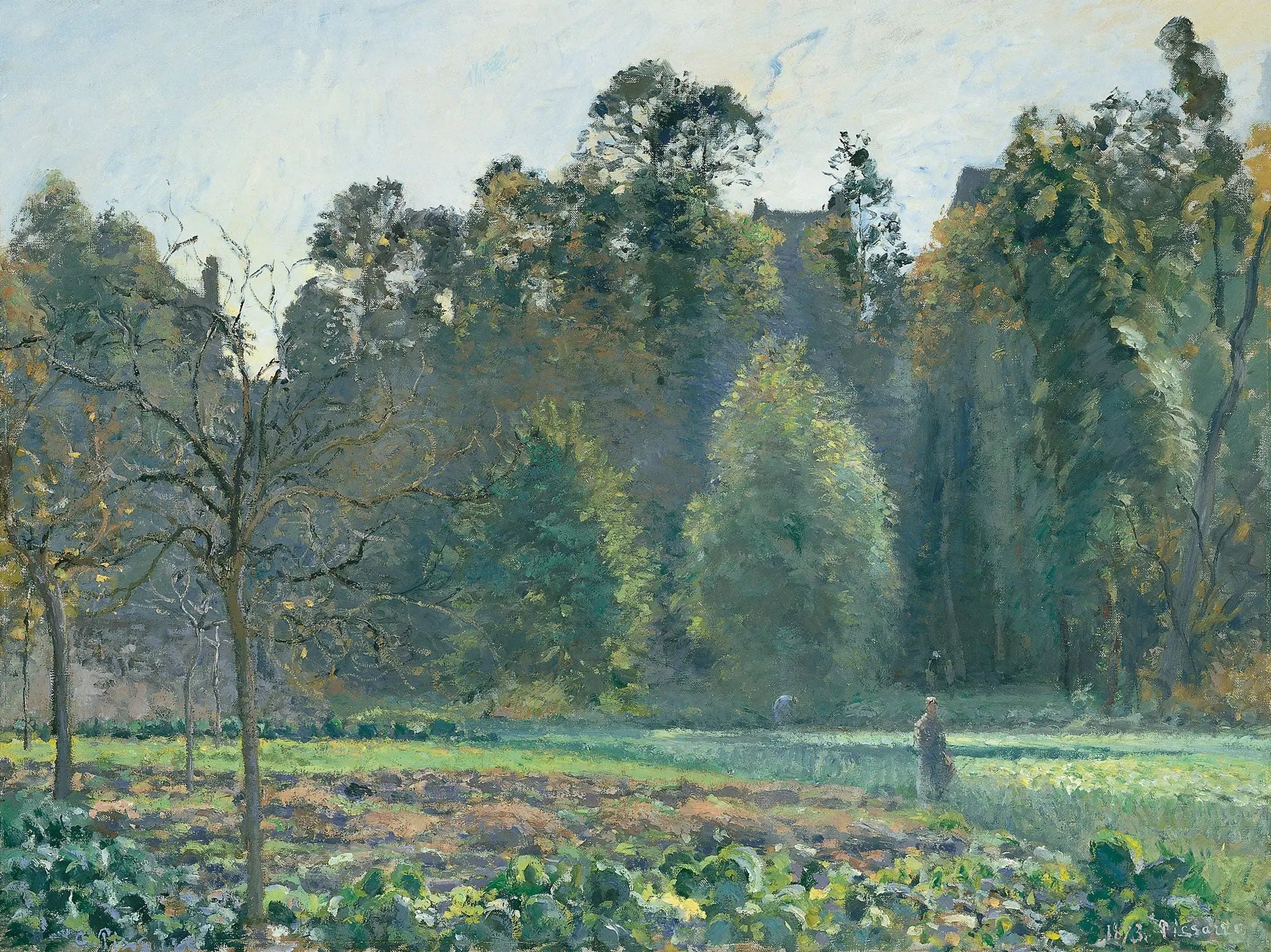 {{ product_title }} Fine Art Print | {{ product_vendor }} Jakero77 Camille Pissarro - The Cabbage Field, Pontoise (1873) Signed - 17" x 22" Art Print Art Print  Jakero77
