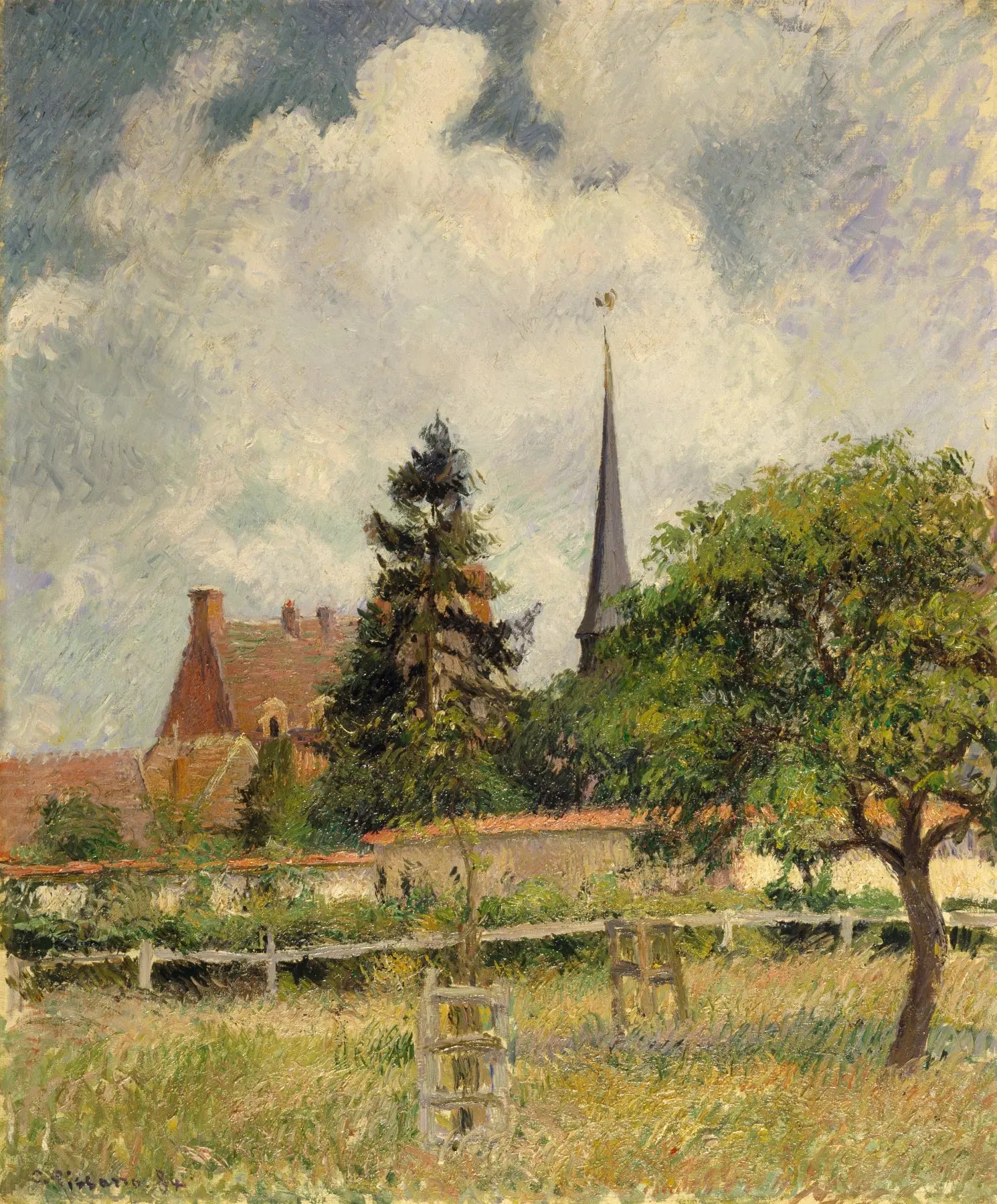 {{ product_title }} Fine Art Print | {{ product_vendor }} Jakero77 Camille Pissarro - The Church at Eragny (1884) Signed - 17" x 22" Fine Art Print Art Print  Jakero77