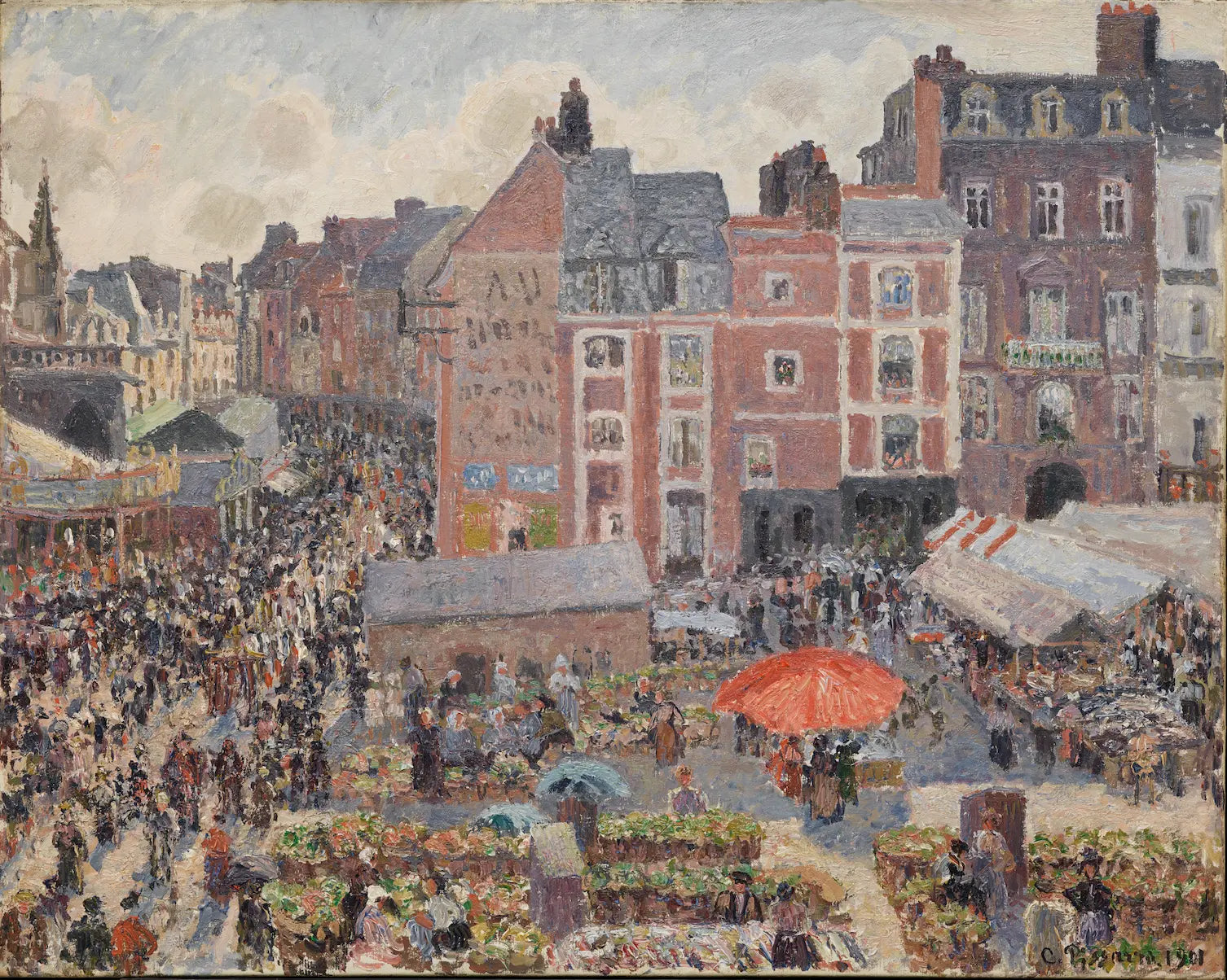{{ product_title }} Fine Art Print | {{ product_vendor }} Jakero77 Camille Pissarro - The Fair Dieppe Sunny Afternoon (1901) Signed - 17" x 22" Print Art Print  Jakero77