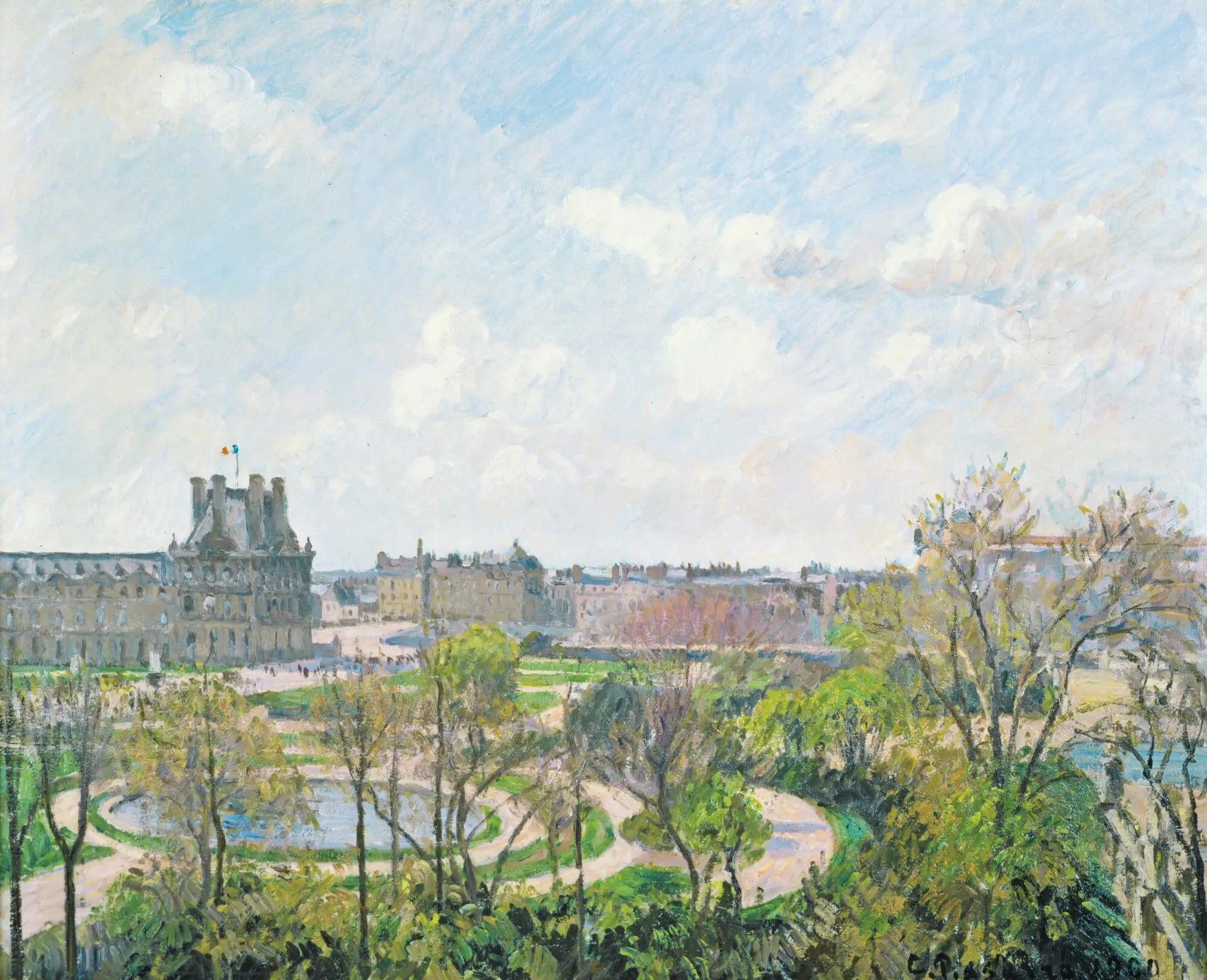 {{ product_title }} Fine Art Print | {{ product_vendor }} Jakero77 Camille Pissarro - The Garden of the Tuileries Morning Spring (1900) Signed - 17"x22" Fine Art Print Art Print  Jakero77