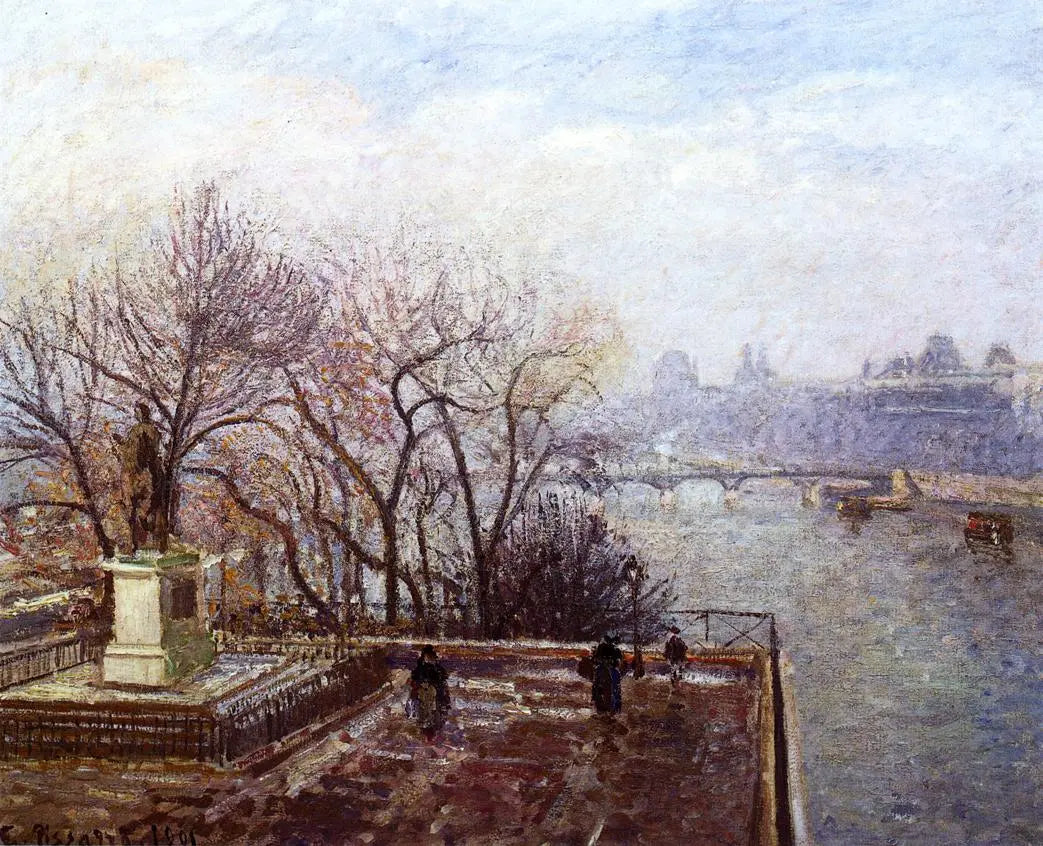 {{ product_title }} Fine Art Print | {{ product_vendor }} Jakero77 Camille Pissarro - The Louvre Morning Mist (1901) Signed -17" x 22" Fine Art Print Art Print  Jakero77