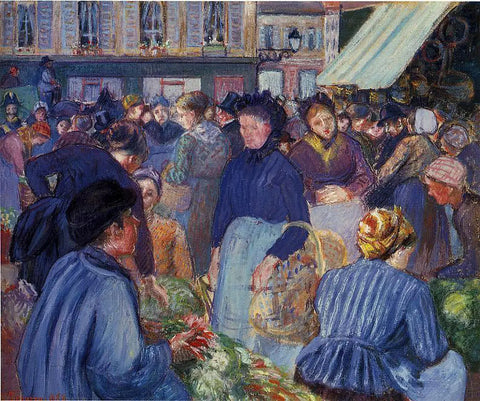 {{ product_title }} Fine Art Print | {{ product_vendor }} Jakero77 Camille Pissarro - The Market at Gisors (1899) Signed - 17" x 22" Fine Art Print Art Print  Jakero77