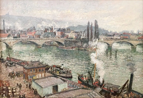 {{ product_title }} Fine Art Print | {{ product_vendor }} Jakero77 Camille Pissarro - The Pont Corneille Rouen Grey Weather (1896) Signed - 17" x 22" Fine Art Print Art Print  Jakero77
