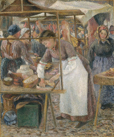 {{ product_title }} Fine Art Print | {{ product_vendor }} Jakero77 Camille Pissarro - The Pork Butcher La Charcutière (1883) Signed - 17" x 22" Print Art Print  Jakero77