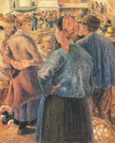{{ product_title }} Fine Art Print | {{ product_vendor }} Jakero77 Camille Pissarro - The Poultry Market at Pontoise (1882) Signed - 17" x 22" Print Art Print  Jakero77