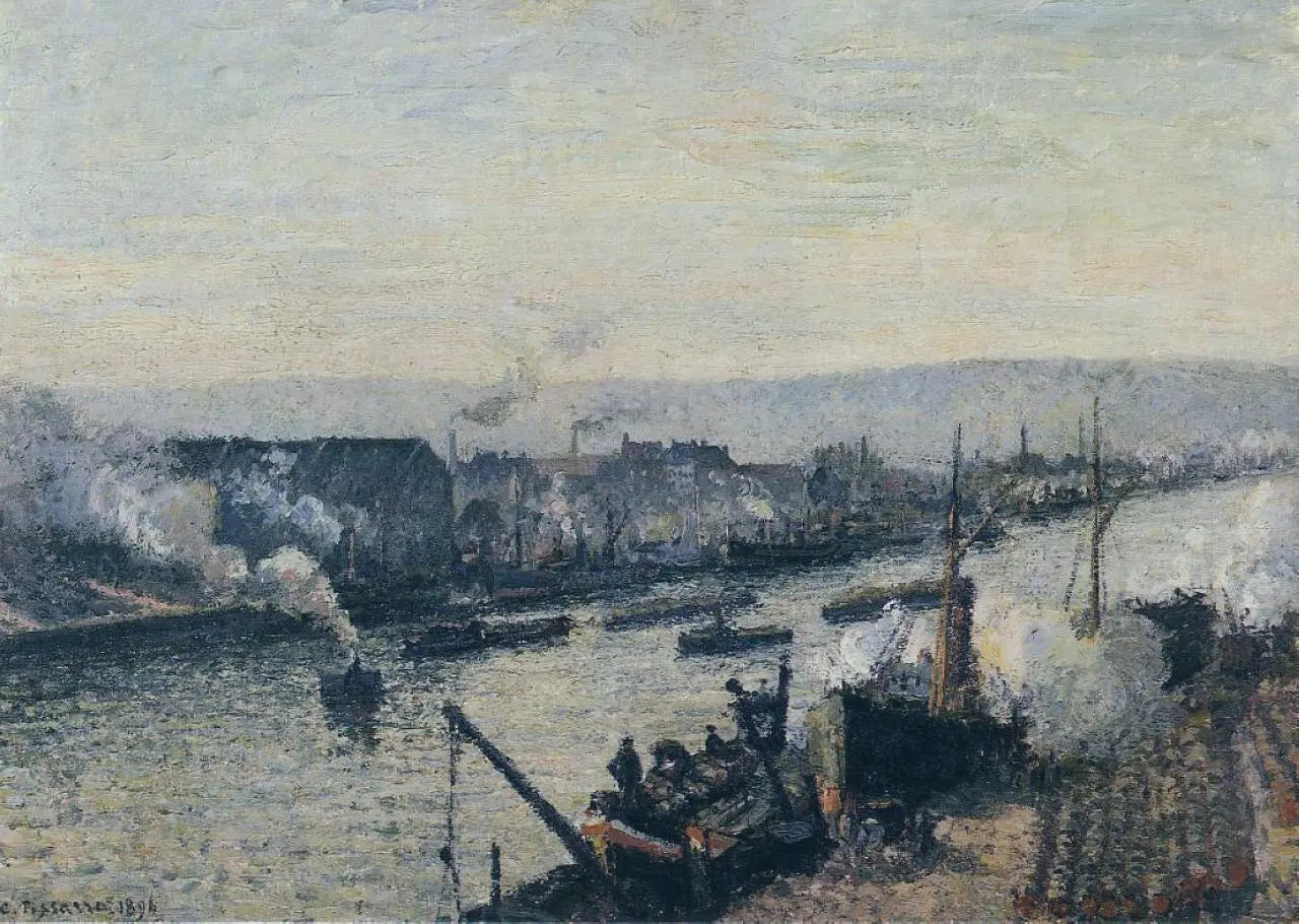 {{ product_title }} Fine Art Print | {{ product_vendor }} Jakero77 Camille Pissarro - The Seine at Rouen, Saint-Sever (1896) Signed - 17" x 22" Print Art Print  Jakero77