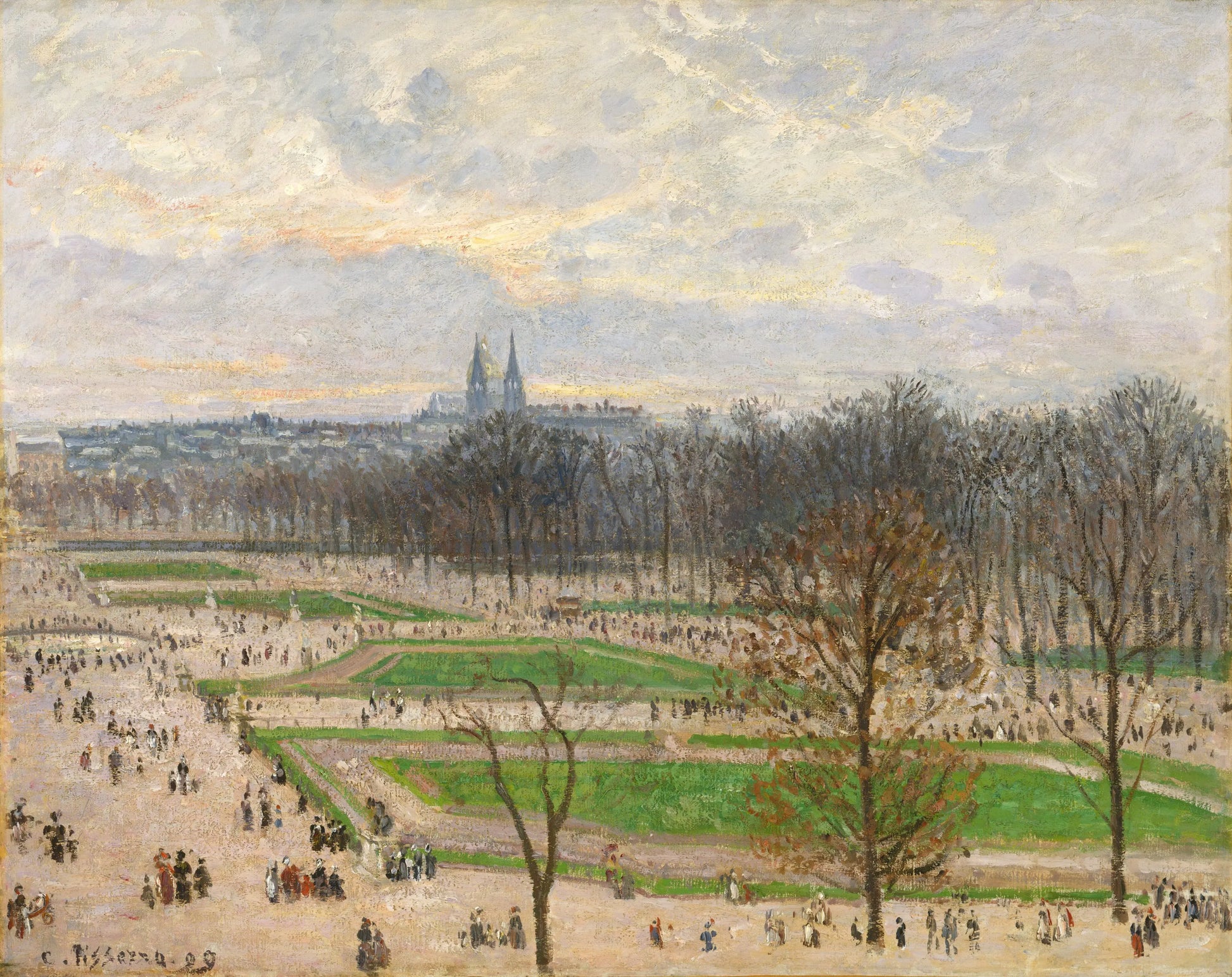 {{ product_title }} Fine Art Print | {{ product_vendor }} Jakero77 Camille Pissarro - The Tuilleries Gardens Winter Afternoon (1899) Signed - 17"x22" Fine Art Print Art Print  Jakero77
