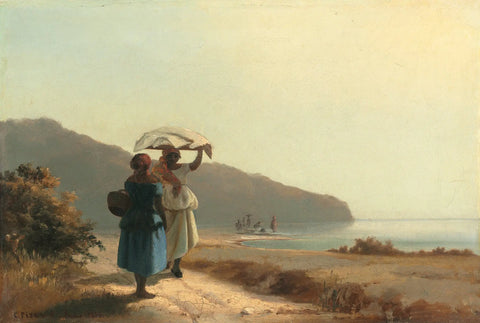 {{ product_title }} Fine Art Print | {{ product_vendor }} Jakero77 Camille Pissarro - Two Women Chatting by the Sea St. Thomas (1856) Signed - 17"x22" Fine Art Print Art Print  Jakero77