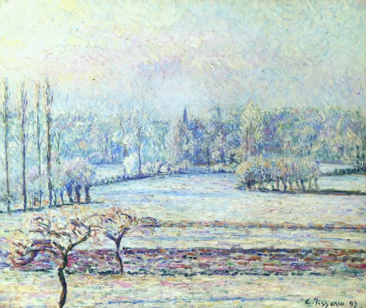 {{ product_title }} Fine Art Print | {{ product_vendor }} Jakero77 Camille Pissarro - View of Bazincourt Frost Morning (1892) Signed - 17" x 22" Print Art Print  Jakero77