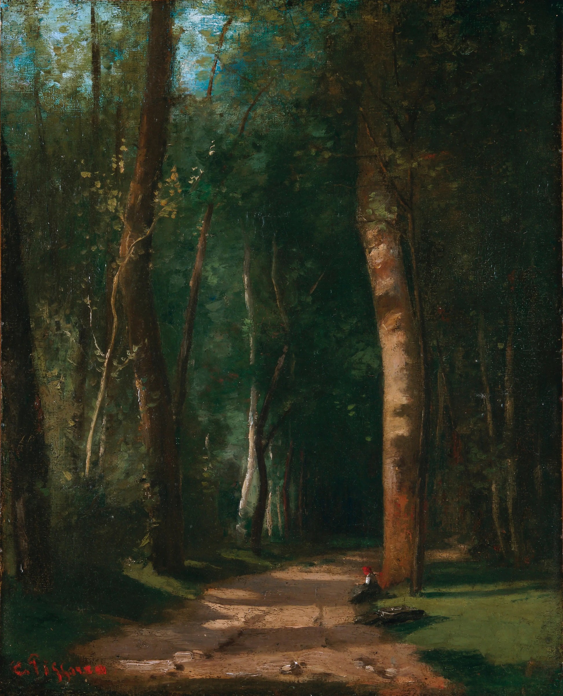 {{ product_title }} Fine Art Print | {{ product_vendor }} Jakero77 Camille Pissarro - Went into a Forest (Path) [1859] Signed - 17" x 22" Art Print Art Print  Jakero77