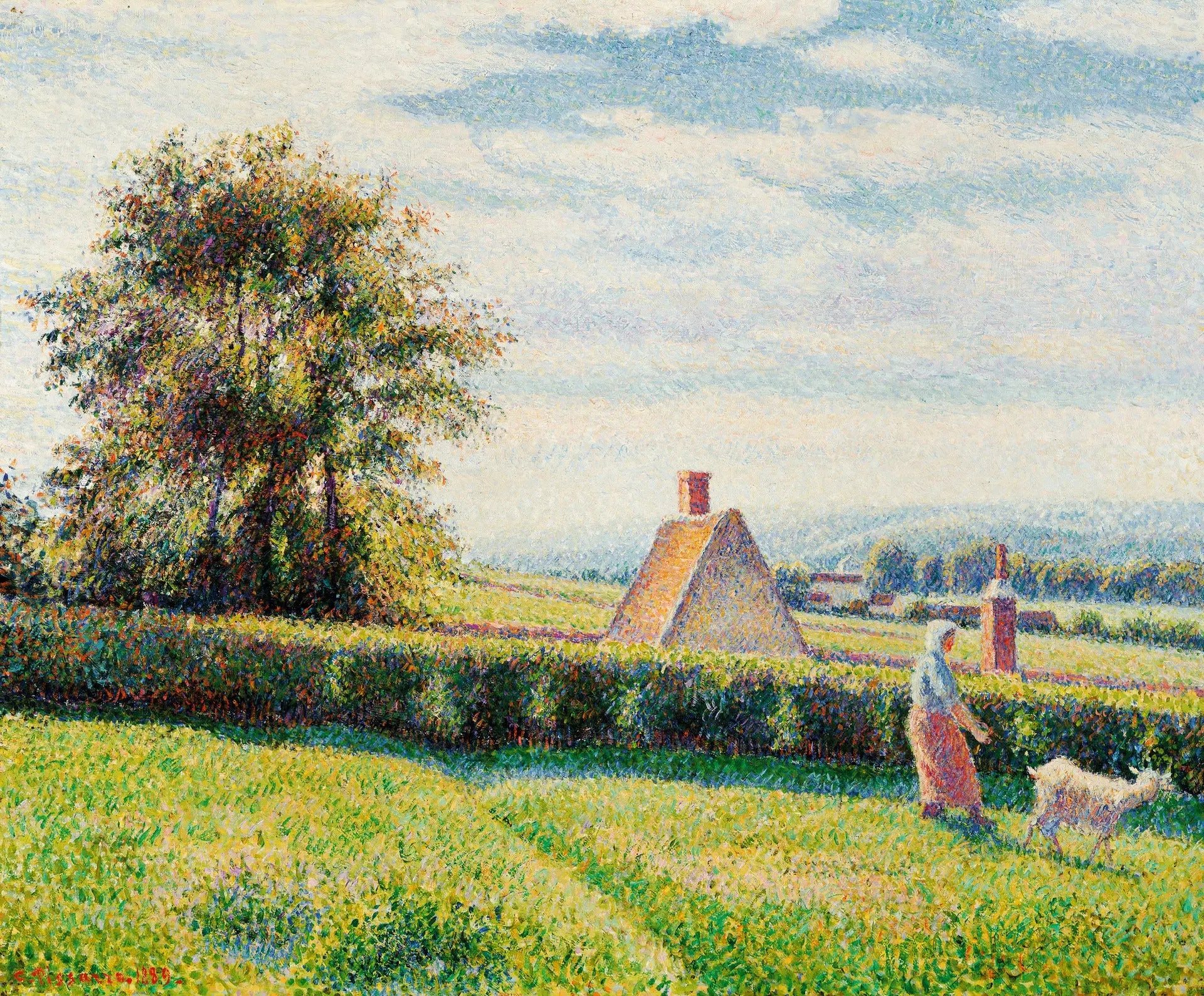 {{ product_title }} Fine Art Print | {{ product_vendor }} Jakero77 Camille Pissarro - Woman & Goat at Éragny or Spring Pasture (1889) Signed - 17"x22" Fine Art Print Art Print  Jakero77