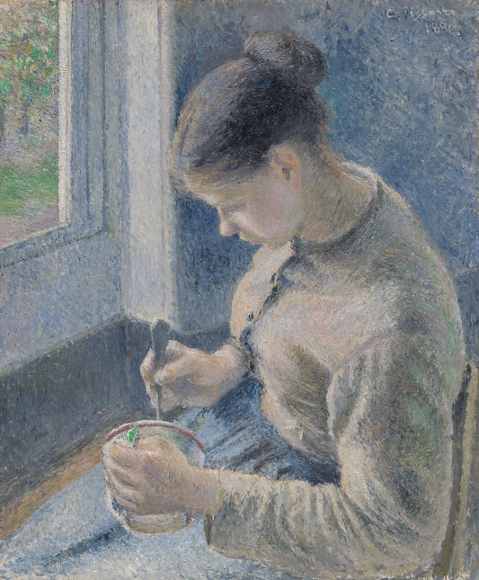 {{ product_title }} Fine Art Print | {{ product_vendor }} Jakero77 Camille Pissarro - Young Peasant Having Her Coffee (1881) Signed - 17" x 22" Print Art Print  Jakero77