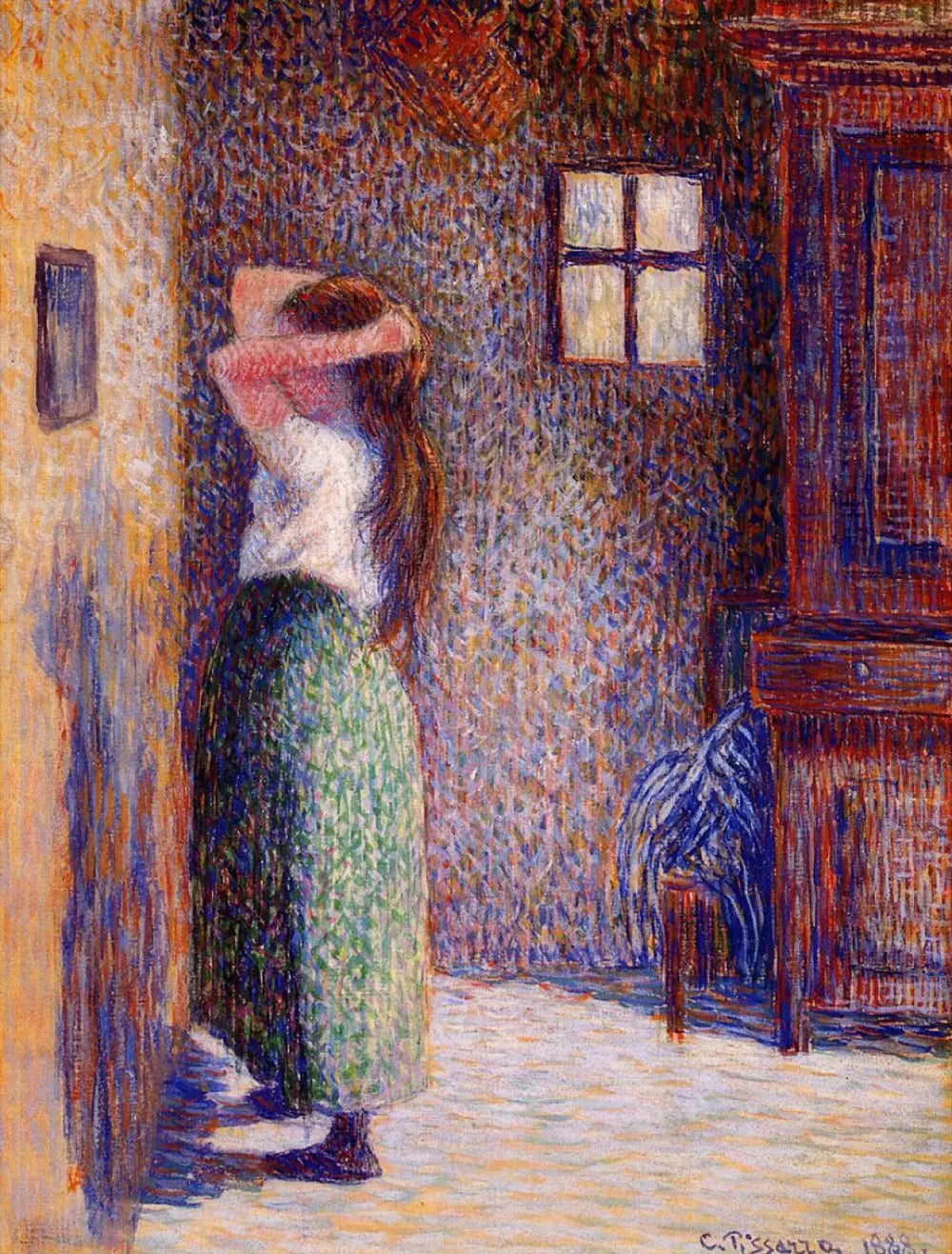 {{ product_title }} Fine Art Print | {{ product_vendor }} Jakero77 Camille Pissarro - Young Peasant at her Toilette (1888) Signed - 17"x22" Art Print Art Print  Jakero77