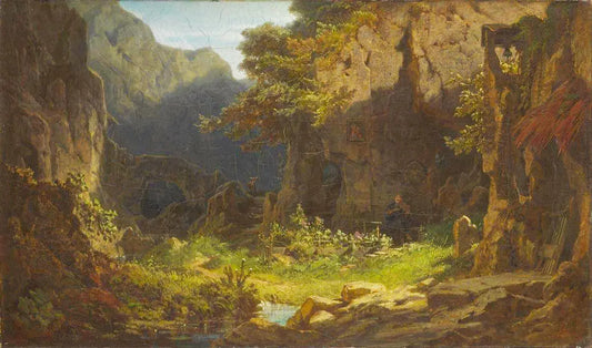 {{ product_title }} Fine Art Print | {{ product_vendor }} Jakero77 Carl Spitzweg - A Hermit Playing the Violin (1862) - 17" x 22" Fine Art Print Art Print  Jakero77