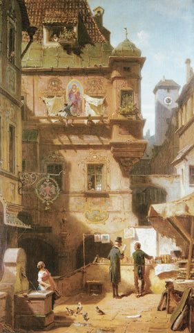 {{ product_title }} Fine Art Print | {{ product_vendor }} Jakero77 Carl Spitzweg - Arts and Science (1880) Monogrammed - 17" x 22" Fine Art Print Art Print  Jakero77