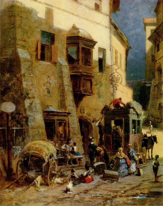 {{ product_title }} Fine Art Print | {{ product_vendor }} Jakero77 Carl Spitzweg - Customs Station in Zirl in Tyrol (1880) - 17" x 22" Fine Art Print Art Print  Jakero77