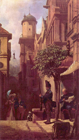 {{ product_title }} Fine Art Print | {{ product_vendor }} Jakero77 Carl Spitzweg - He Comes (1870) Germany Er Kommt - 17" x 22" Fine Art Print Art Print  Jakero77