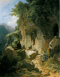{{ product_title }} Fine Art Print | {{ product_vendor }} Jakero77 Carl Spitzweg - Music-Making Hermit Before his Rocky Abode (1856-58) - 17" x 22" Fine Art Print Art Print  Jakero77