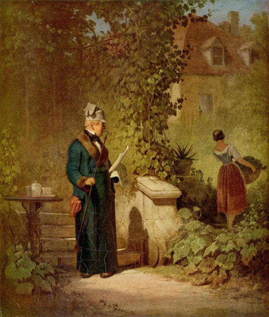 {{ product_title }} Fine Art Print | {{ product_vendor }} Jakero77 Carl Spitzweg - Newspaper Reader in the Garden (1847) - 17" x 22" Fine Art Print Art Print  Jakero77