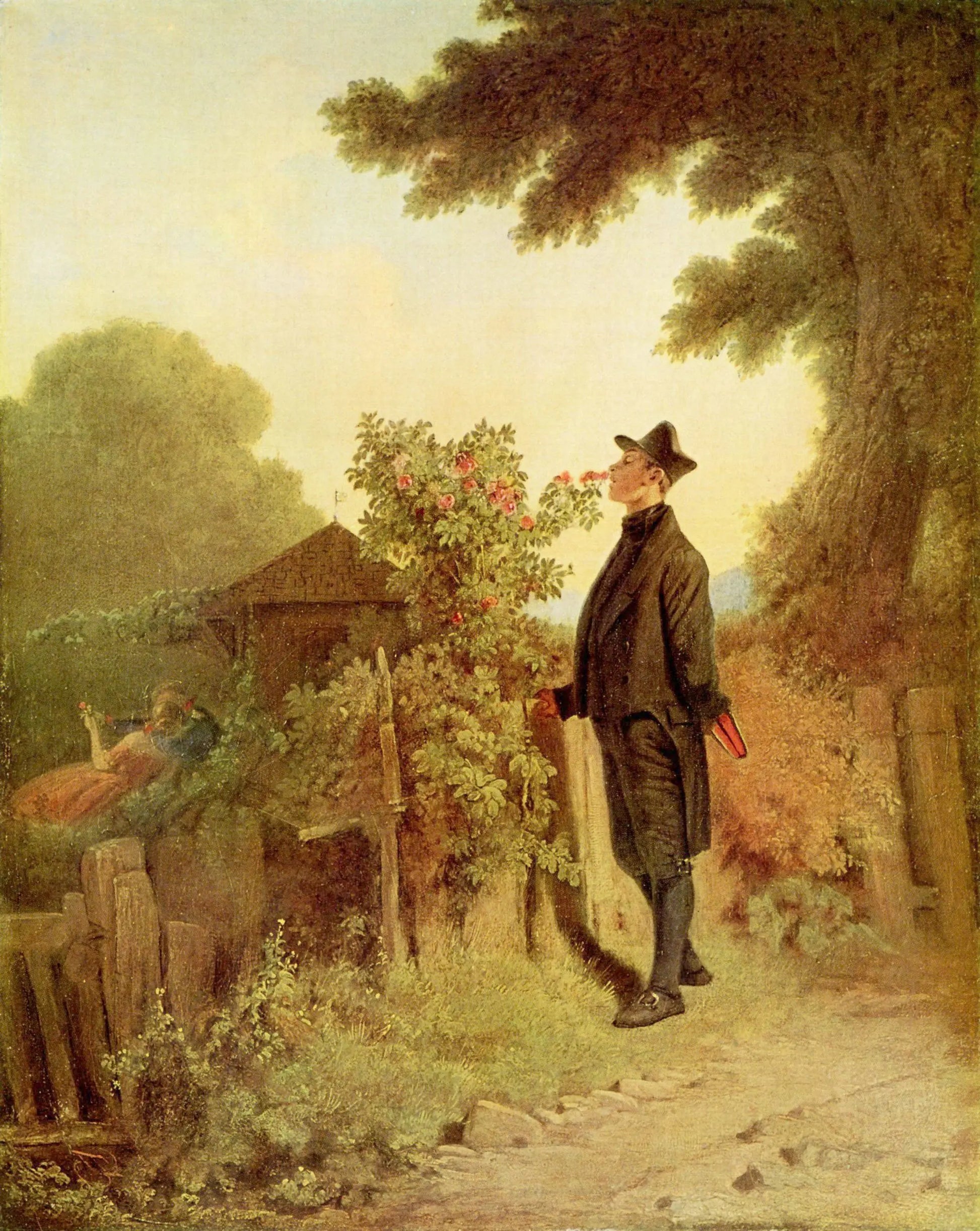 {{ product_title }} Fine Art Print | {{ product_vendor }} Jakero77 Carl Spitzweg - Rose Scent Memory (1850) Germany - 17" x 22" Fine Art Print Art Print  Jakero77
