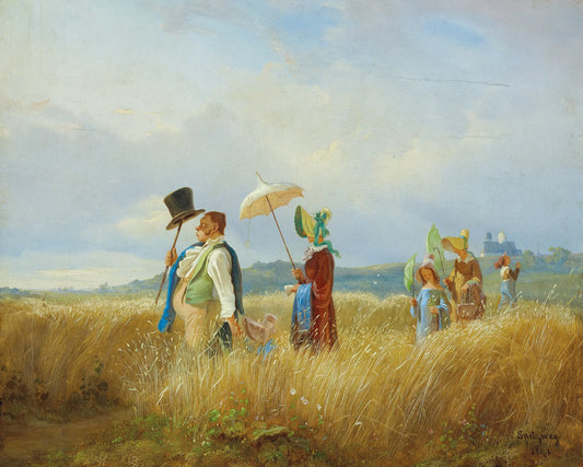 {{ product_title }} Fine Art Print | {{ product_vendor }} Jakero77 Carl Spitzweg - Sunday Stroll, Salzburg (1841) Signed - 17" x 22" Fine Art Print Art Print  Jakero77