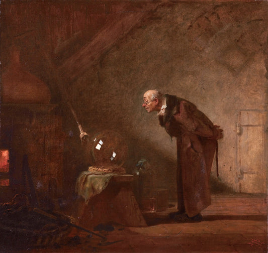 {{ product_title }} Fine Art Print | {{ product_vendor }} Jakero77 Carl Spitzweg - The Alchemist (1860) Germany Monogram - 17" x 22" Fine Art Print Art Print  Jakero77