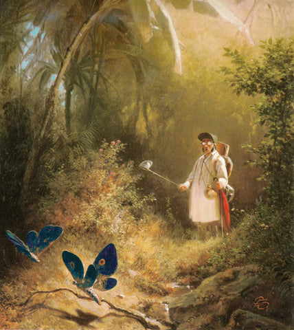 {{ product_title }} Fine Art Print | {{ product_vendor }} Jakero77 Carl Spitzweg - The Butterfly Hunter (1840) Monogram - 17" x 22" Fine Art Print Art Print  Jakero77