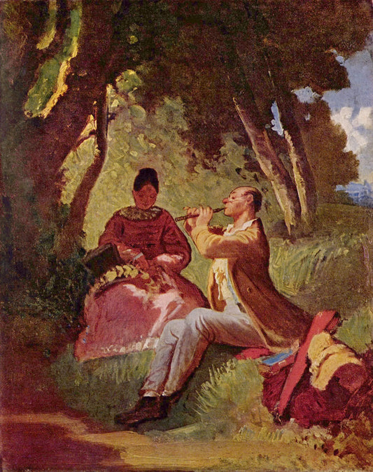 {{ product_title }} Fine Art Print | {{ product_vendor }} Jakero77 Carl Spitzweg - The Flute Recital (1860) Romanticism - 17" x 22" Fine Art Print Art Print  Jakero77