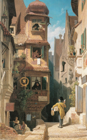 {{ product_title }} Fine Art Print | {{ product_vendor }} Jakero77 Carl Spitzweg - The Letter Carrier in the Rosenthal Valley (1858) - 17" x 22" Print Art Print  Jakero77
