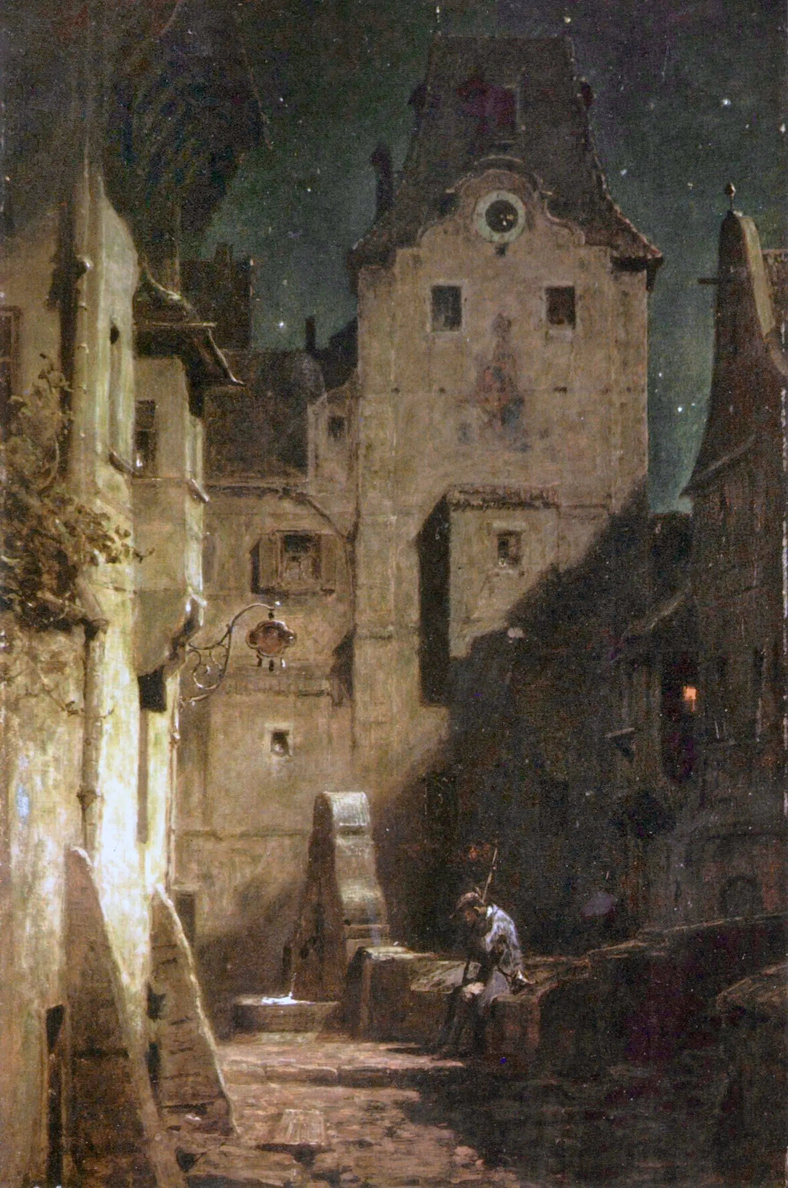 {{ product_title }} Fine Art Print | {{ product_vendor }} Jakero77 Carl Spitzweg - The Night Watchman has Fallen Asleep (1875) - 17" x 22" Art Print Art Print  Jakero77