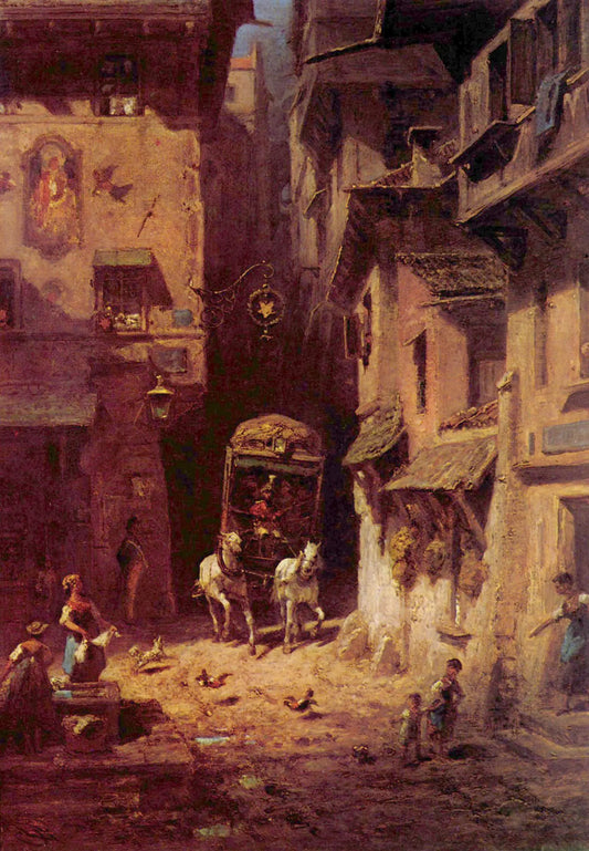 {{ product_title }} Fine Art Print | {{ product_vendor }} Jakero77 Carl Spitzweg - The Post (1880) Monogrammed - 17" x 22" Fine Art Print Art Print  Jakero77