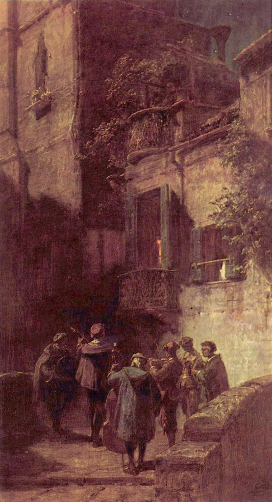 {{ product_title }} Fine Art Print | {{ product_vendor }} Jakero77 Carl Spitzweg - The Serenade (1855) Germany - 17" x 22" Fine Art Print Art Print  Jakero77