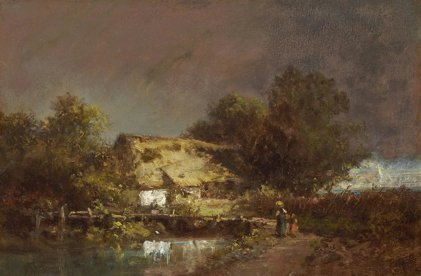 {{ product_title }} Fine Art Print | {{ product_vendor }} Jakero77 Carl Spitzweg - Thunderstorm (1870) Germany Landscape - 17" x 22" Fine Art Print Art Print  Jakero77