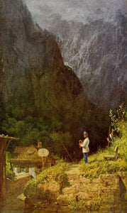 {{ product_title }} Fine Art Print | {{ product_vendor }} Jakero77 Carl Spitzweg - Tyrolean Toll House (1855) Monogram - 17" x 22" Fine Art Print Art Print  Jakero77